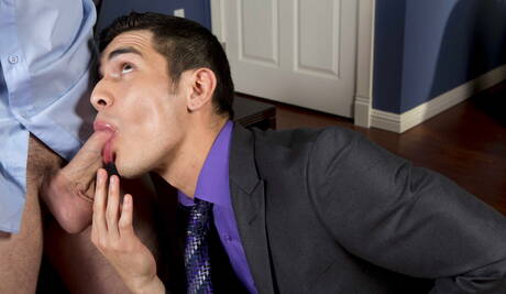 American hunky guy Jimmy Johnson and latin muscular Lance Luciano in hard anal sex