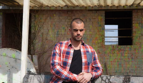 American tough guy Damien Crosse and  Abel Pozsar have anal sex outdoor