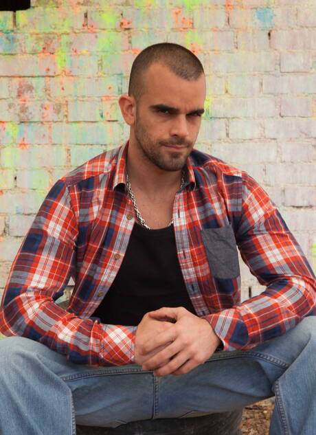 American tough guy Damien Crosse and  Abel Pozsar have anal sex outdoor