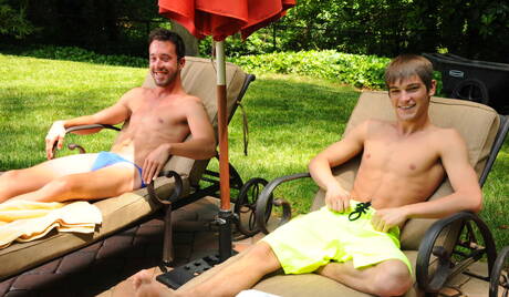 Hot american guys hunky guy Isaac Hardy and beefcake Johnny Rapid fuck after blowjob at the pool