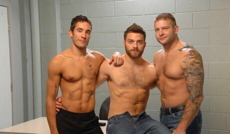 Men: Sexy buddies Colby Jansen, Tommy Defendi and Dale Cooper in threesome fuck action