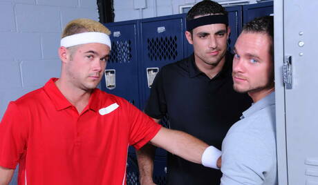 Shameless boys Cooper Reed, Jack King and Mike De Marko in hot threesome ass bang outdoor