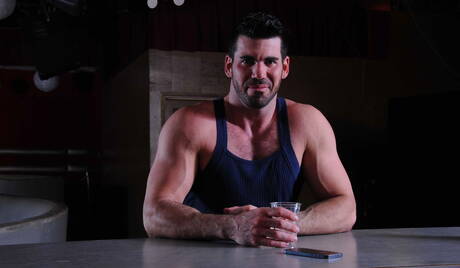 Robbie Rivers and american husky guy Billy Santoro sucking and screwing each other with fisting in bathroom