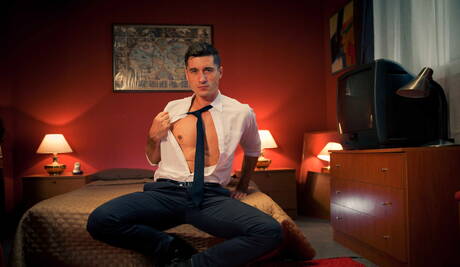 Slovak stud Jay Roberts and russian muscular Dato Foland in dick sucking scene