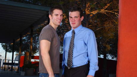 Two american boys pretty boy Leon Knight and muscular Dylan Hauser in hot ass fuck action in the kitchen