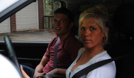 Two american guys hunk Johnny Rapid and husky guy Morgan Shades fuck ass after sucking dick outside