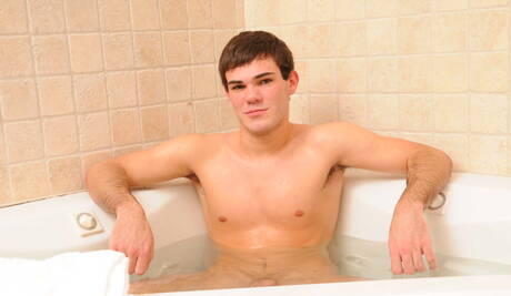 Hunky guy Phat Daddy and american young boy Leon Knight wanking in bathroom