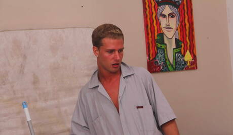 Men: Pretty american guys young Cole Harvey and husky guy Trenton Ducati have a hot sex