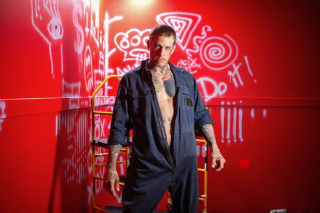 Men: Hunk tattoed Ryan Bones and Bo Sinn fucking hard twink gay