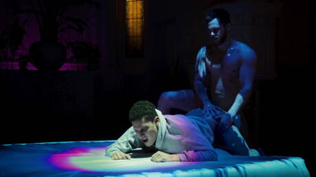 Matthew Camp and american strongman Marco Lorenzo fuck ass after sucking cock in hot shower