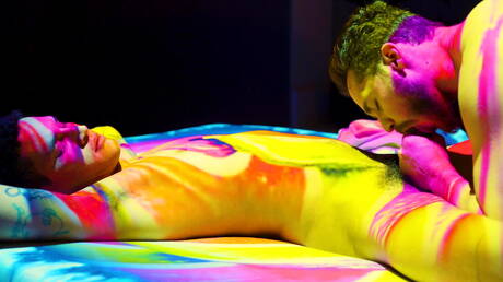 Matthew Camp and american strongman Marco Lorenzo fuck ass after sucking cock in hot shower