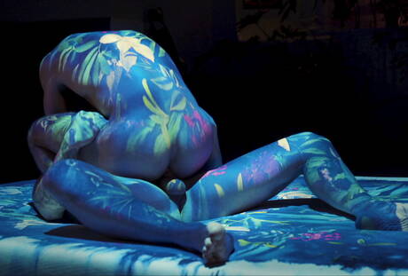 Hunky guy Matthew Camp and beefy Levi Wolfe have a hot couple scene in bathroom