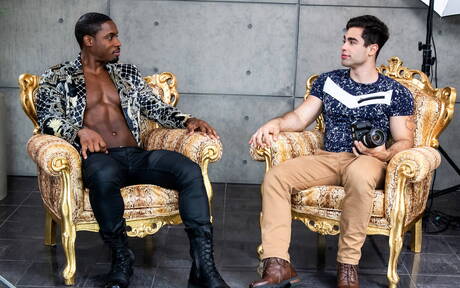 Black husky guy Deangelo Jackson and latin strongman Lucas Leon have interracial anal sex