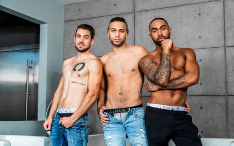 I ragazzi sexy Dante Colle, Remy Cruze e Tyson Rush in un bollente sesso anale interrazziale a tre