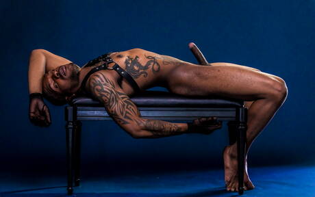 Ebbenhouten husky-man Aaron Reese toont een perfect lichaam