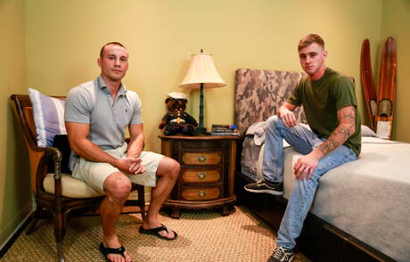 Hot american dudes hunk Marc Montana and hot twink Ryan Jordan have anal sex