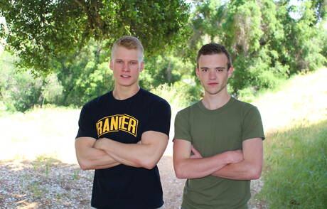 Hot american dudes hunky guy Scott Finn and hunk Blake Effortley in hard anal sex outside