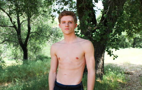 American pretty boy Nathan Reed having a pleasure outdoor