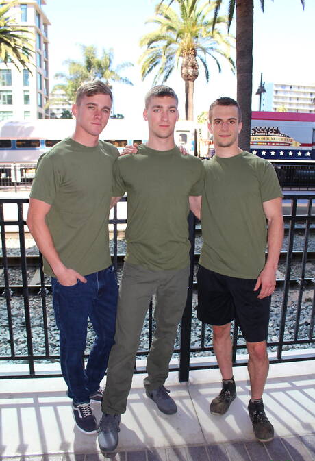 Sexy buddies Ryan Jordan, Donte Thick and Blaine Jameson in hard 3some sex outdoor