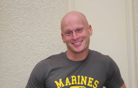 American well-built Roman Eros teasing with toy outside