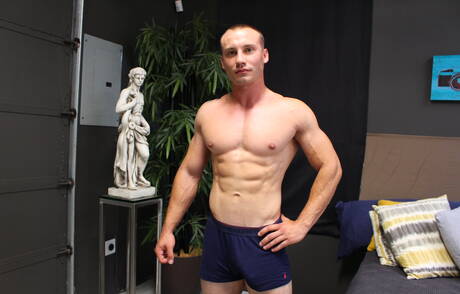 American tough guy Marc Montana shows a husky body outdoor