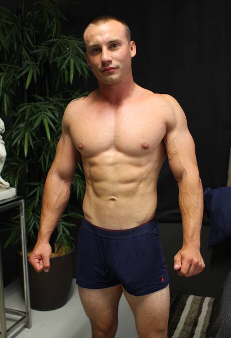 American tough guy Marc Montana shows a husky body outdoor