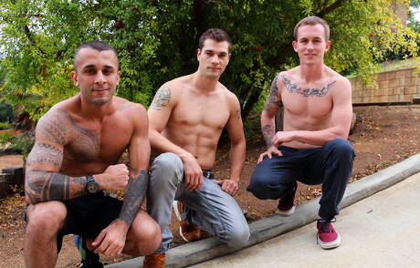 Princeton Price, Laith Inkley and Kevin Texas have a good 3some sex outside