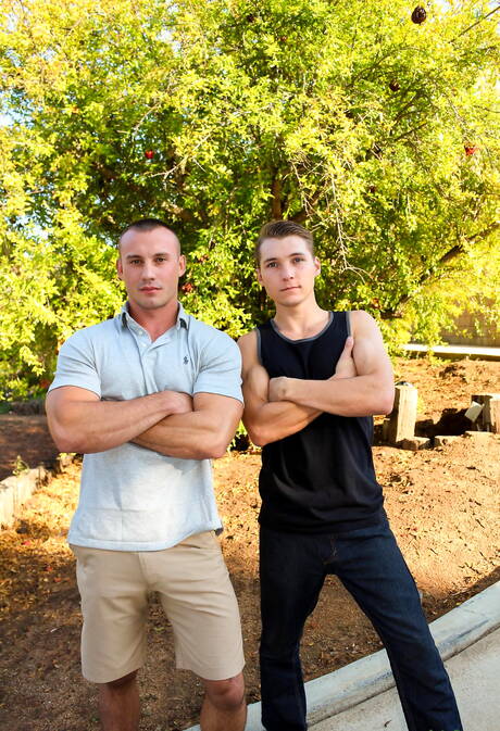 Active Duty: Nice american buddies hunky guy Marc Montana and superstud Elye Black fuck ass after sucking dick outdoor