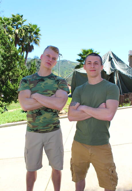 Two american guys muscular Bradley Hayes and stud Blake Effortley have a good sex outdoor