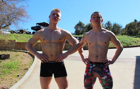 Two american guys muscular Bradley Hayes and stud Blake Effortley have a good sex outdoor