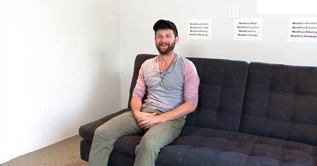 Hunky guy Andre Grey teasing with dildo