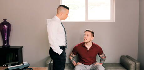 O durão americano Dante Martin e o bonitão Steve Rickz transando depois de um boquete