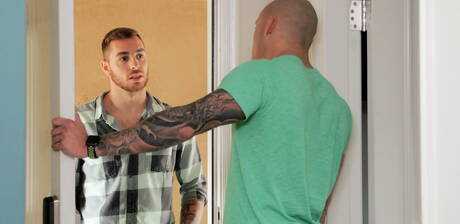 Two american dudes well-built Trevor Laster and tough guy Carter Woods have a hot couple sex