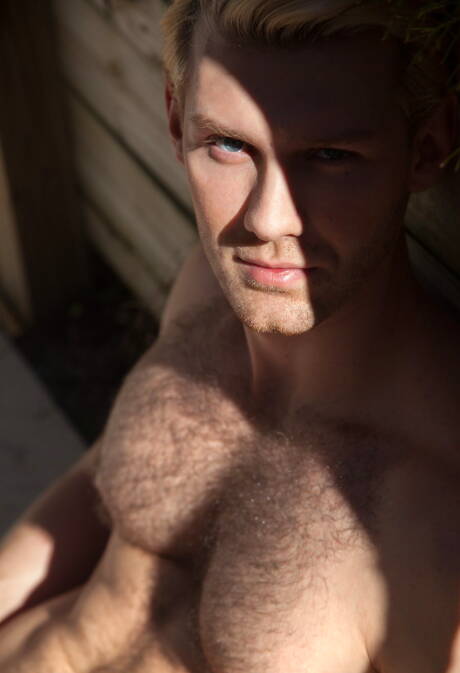 American stars hairy stud Jacob Peterson and hunk Michael Delray fuck ass after sucking cock outside