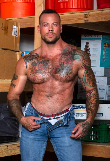 Falcon Studios: Two american guys bodybuilder Sean Duran and gay bear Blaze Austin in hot anal sex