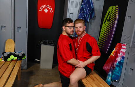 Hot american dudes well-built Bennett Anthony and hairy stud Angel Ventura fuck after blowjob