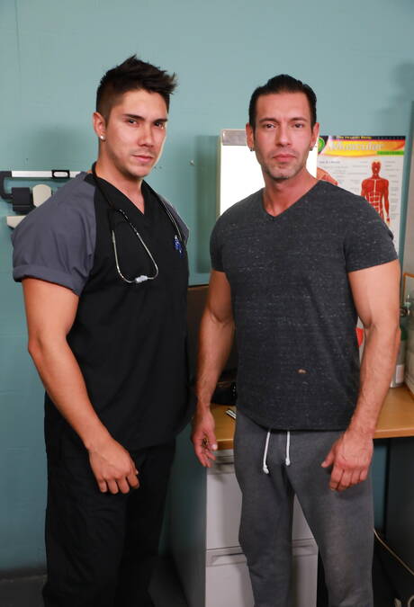 Nice american buddies hunky guy Alexander Garrett and muscular Adrian Suarez fuck after blowjob