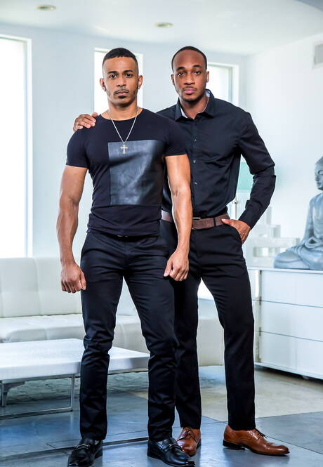 Noir Male: Ebony hunky guy Trent King and ebony otter Zario Travezz in hot homosexual action