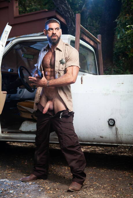 Pretty american boys hot bear Ricky Larkin and hairy stud Adam Ramzi fuck ass after sucking dick outdoor