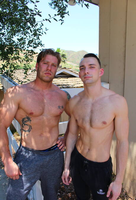 Active Duty: Beefy John Hawkins and hunky guy Johnny B sucking and screwing each other outside
