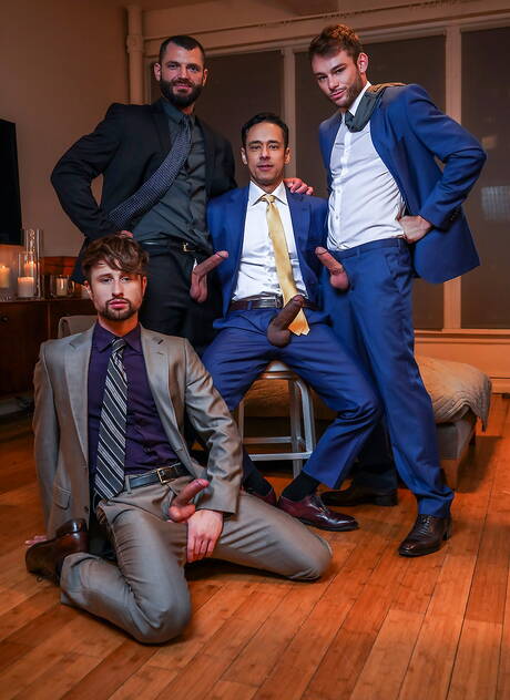 Lucas Entertainment: Drew, Jake, Max Adonis, Rafael Alencar in male gangbang