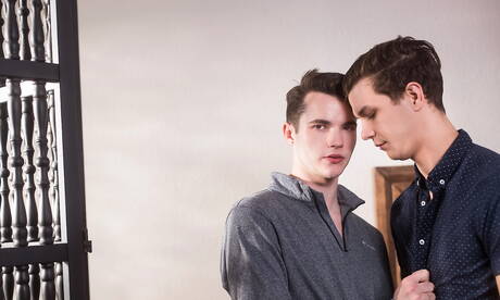 El jovencito estadounidense Johnny Hands y el cachas Parker Grant en una acción homosexual apasionada