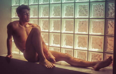 American young Alex Riley posing nude and showing hot butt in bath