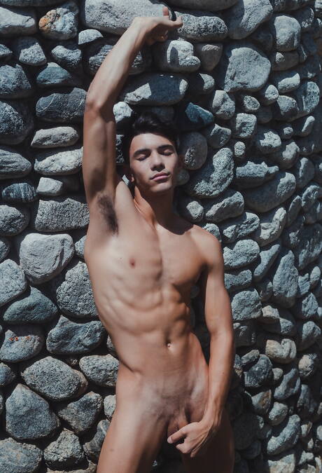 American young Alex Riley posing nude and showing hot butt in bath