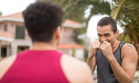 Latin hunky guy Ashton Summers and american beautiful boy Zach Letoa in hot homosexual scene outside