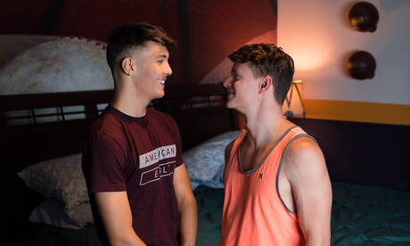 Hot american guys young dude Alex Riley and young Tyler Sweet in hard spanking