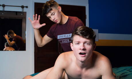 Hot american guys young dude Alex Riley and young Tyler Sweet in hard spanking