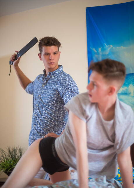 Pretty american boys young boy Riley Finch and twink Johnny Hands in hard spanking