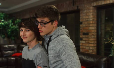 Nice american buddies superstud Blake Mitchell and young Cole Claire ride a cock with fisting