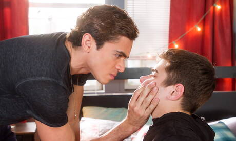 Latino beefcake Ashton Summers and american beautiful boy Joey Mills in ass spanking scene